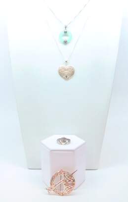 Irish 925 Cubic Zirconia Tree Heart & Fluorite & Marcasite Pendant Necklaces Claddagh Ring & Celtic Knot Tara Brooch 19.7g