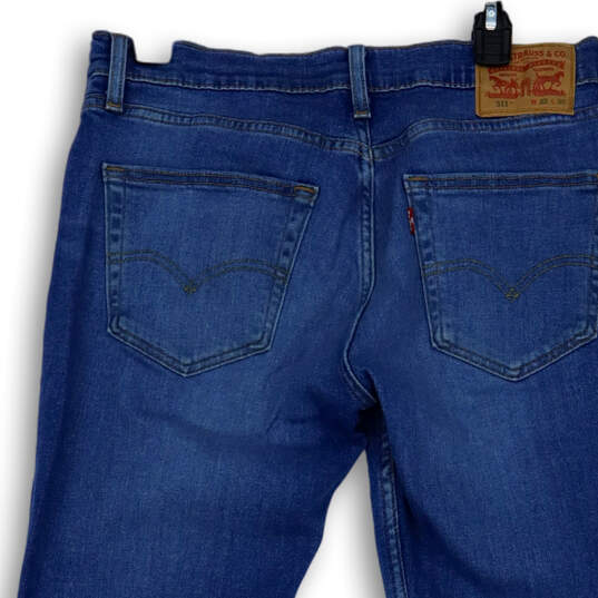 Mens 511 Blue Medium Wash Stretch Pockets Denim Straight Leg Jeans Size 32 image number 4
