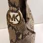 Michael Kors Leather Snake Embossed Hobo Shoulder Bag Beige image number 3