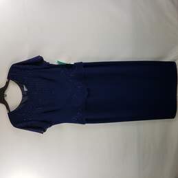R&M Richards Women Navy Blue Beaded Sleeveless Dress Mid XL 16 NWT