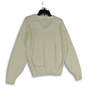 Womens White V-Neck Long Sleeve Knitted Pullover Sweater Size Large image number 3