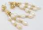 Romantic 14k Yellow Gold Bead & Freshwater Pearl Drop Earrings 2.1g image number 3