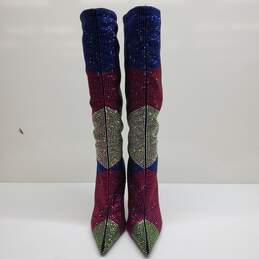 Fashion Nova Khloe Embellished Knee High Boots in Multicolor Size 6 alternative image