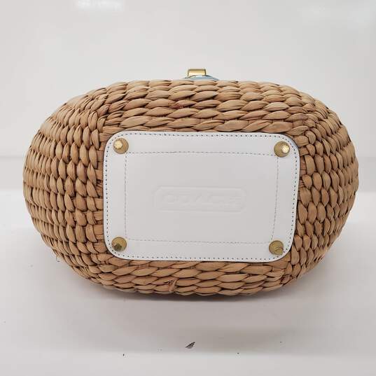 Coach Legacy Natural Straw Weave White Leather Trim Handbag image number 4