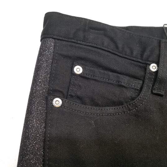 NWT Womens Black Dark Wash Button Fly Pockets Denim Skinny Jeans Size 30 image number 4