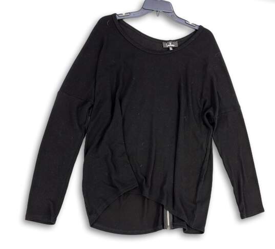 Womens Black Knitted Long Sleeve Round Neck Back Zip Sweater Size X-Large image number 1