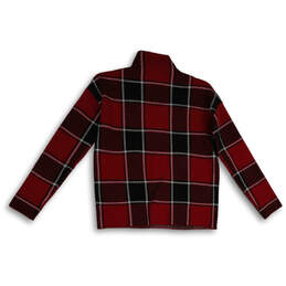 NWT Womens Red Black Plaid Mock Neck Long Sleeve Pullover Sweater Size XS