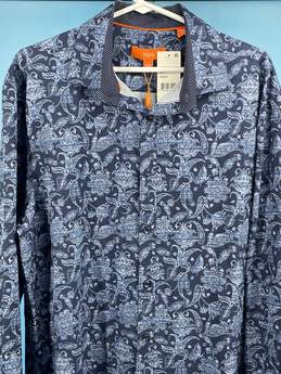 Tallia Mens Blue Paisley Print Long Sleeve Dress Shirt Size L T-0552191-F alternative image