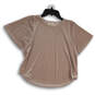 Womens Brown Velvet Short Sleeve Cropped Pullover Blouse Top Size XXS image number 1
