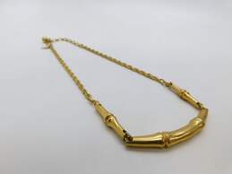 Vintage Crown Trifari Gold Tone Bamboo Pendant Necklace 23.8g