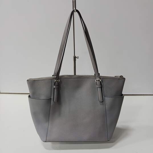 Michael Kors Gray Leather Tote Purse image number 2
