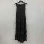 Womens Black Silk Tiered Crystal Pin Detail Back Zip Maxi Dress Size 2P image number 2