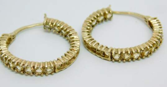 10K Gold Citrine Accented Hoop Earrings 4.6g image number 4
