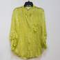 Womens Green Abstract Print Long Sleeve Pocket Button-Up Shirt Size 12 image number 1