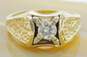 Vintage 14K Yellow Gold 0.56 CT Diamond Textured Men's Ring 9.8g image number 2