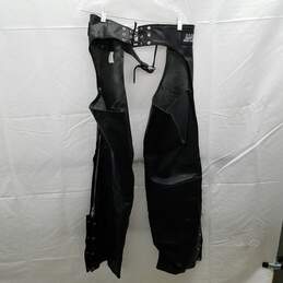 Mossi Men's Black Leather Motorcycle Chaps Size L alternative image