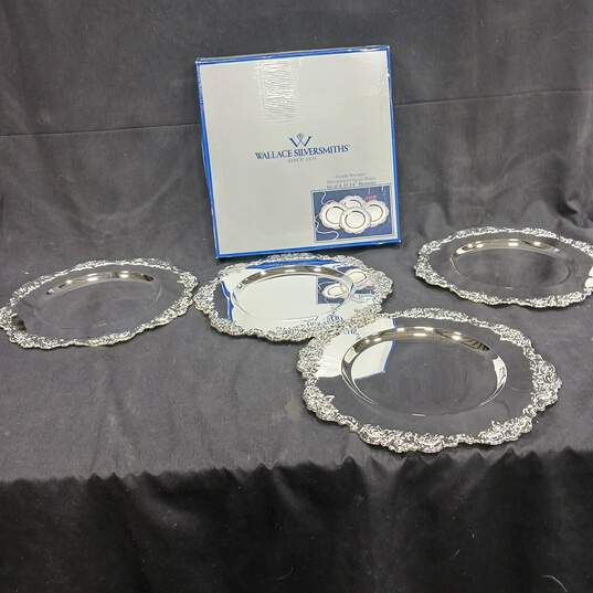 4pc Set of Wallace Silversmiths Grande Baroque Silverplated Charger Plates image number 1