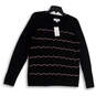 NWT Womens Black Pink Striped Crew Neck Long Sleeve Pullover Sweater Size M image number 1