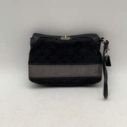 Coach Womens Black Glitter Bag Charm Turnlock Wristlet Wallet Clutch