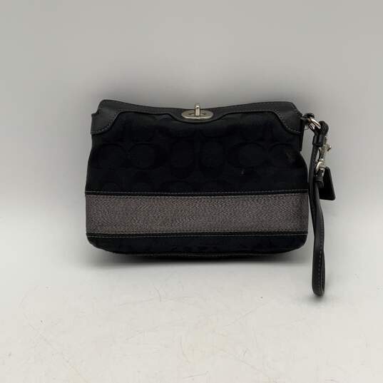 Coach Womens Black Glitter Bag Charm Turnlock Wristlet Wallet Clutch image number 1