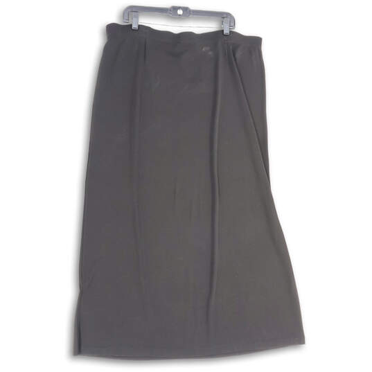 Womens Black Pleated Front Elastic Waist Pull-On Midi A-Line Skirt Size 3X image number 1
