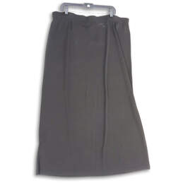 Womens Black Pleated Front Elastic Waist Pull-On Midi A-Line Skirt Size 3X