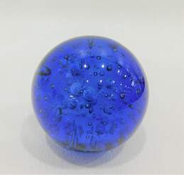 Cobalt Blue Controlled Bubble Glass Ball 4 Inch Paperweight alternative image