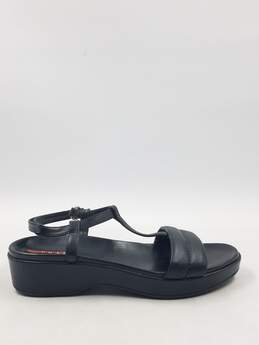 Authentic Prada Black T-Bar Platform Sandals W 6