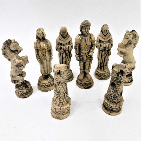 Vintage Aztec Mayan Conquistadors Resin & Wood Folding Chess Set image number 6