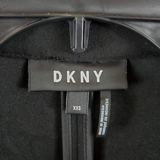 DKNY Women Black Long Open Front Blazer XXS NWT image number 3