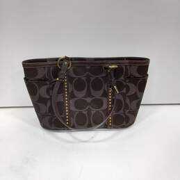 Women's Coach Signature Metallic and Brown Studded Shoulder Tote Purse alternative image