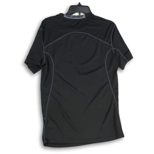 Nike Mens Black Pro Combat Mock Neck Short Sleeve Pullover T-Shirt Size Medium image number 2
