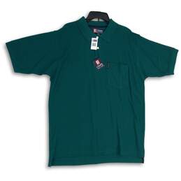NWT Chaps Mens Green Spread Collar Short Sleeve Polo Shirt Size Large