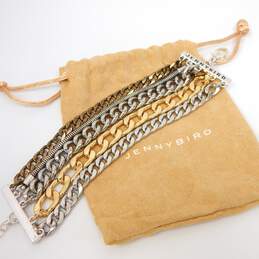 Jenny Bird Silvertone & Goldtone Multi Snake & Curb Chains Chunky Bracelet