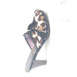 Women's Rafe New York Cheetah Leather Hair Wooden Clogs w/ Bow, Size 39