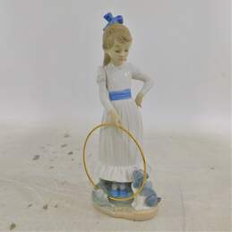 Nao by Lladro My Dog Does Tricks Girl with Hoop & Dog Figurine 0379