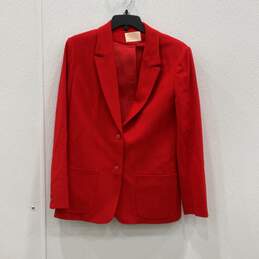 Pendleton Womens Red Long Sleeve Notch Lapel Two Button Blazer