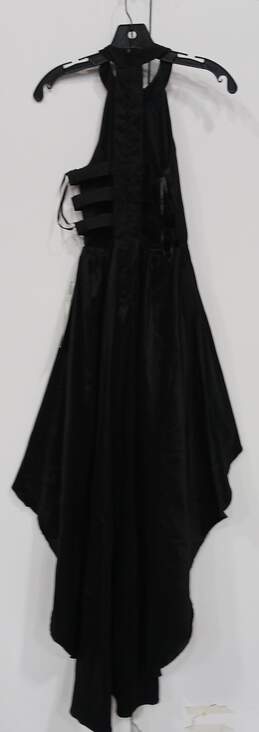 NWT Womens Black Halter Neck Sleeveless Back Zip High Low A Line Dress Size 1 alternative image