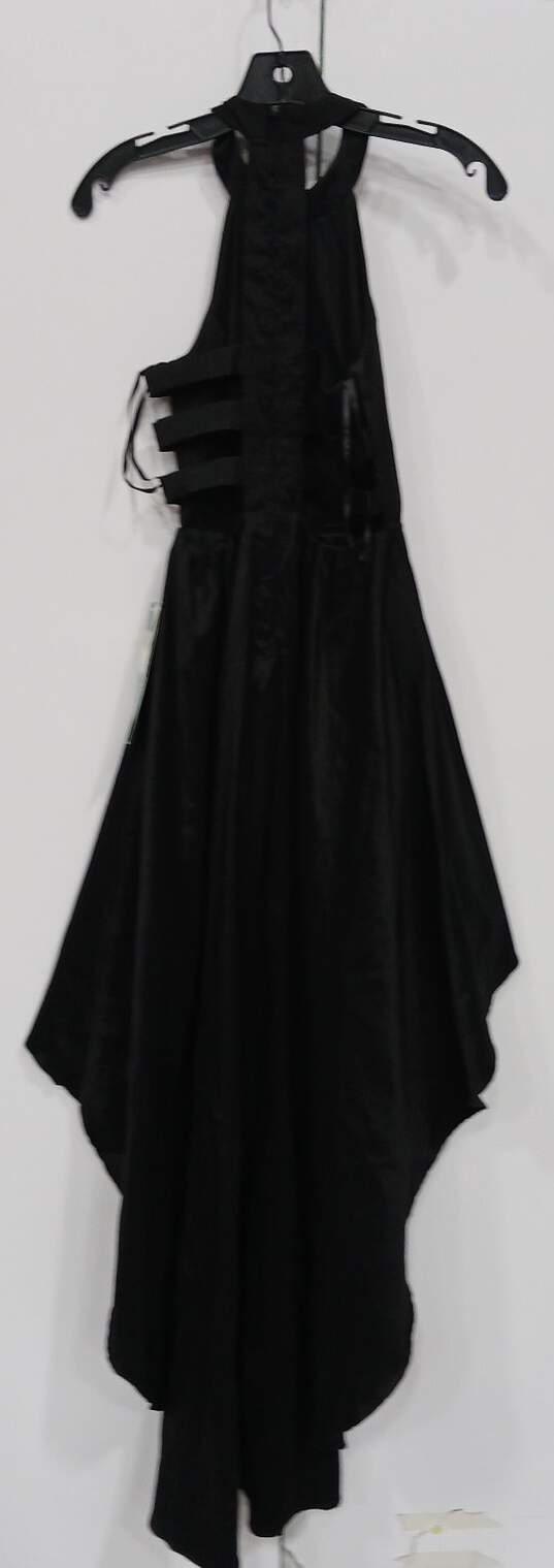 NWT Womens Black Halter Neck Sleeveless Back Zip High Low A Line Dress Size 1 image number 2