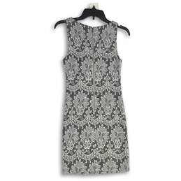 Womens White Gray Floral Sleeveless Round Neck Back-Zip A-Line Dress Size 0 alternative image