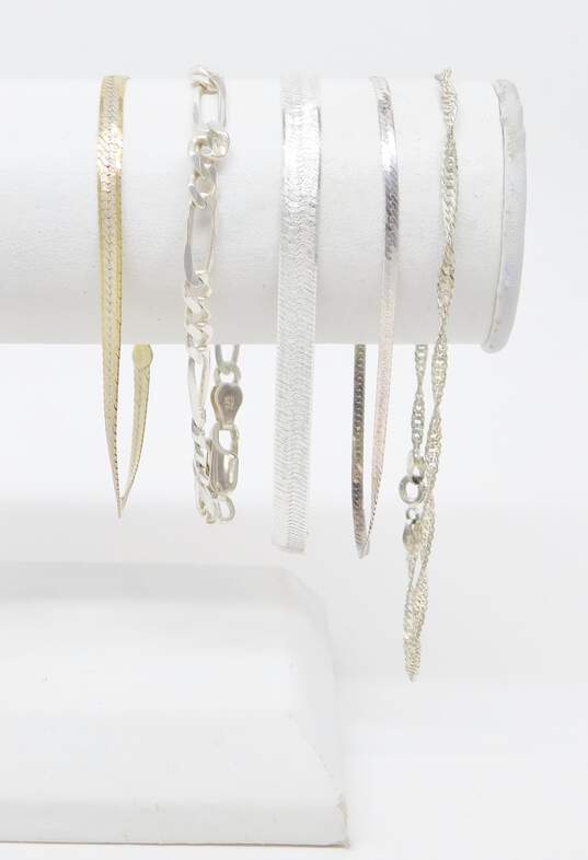 925 & 925 Vermeil Herringbone Twisted & Figaro Chain Bracelets 18.6g image number 1