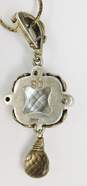 Artisan Sterling Silver SB Signed Clear & Smoky Quartz Pendant Necklace 8.3g image number 5