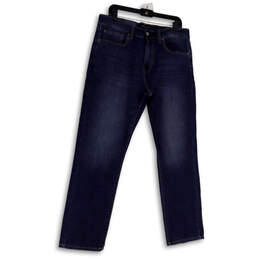 Womens Blue Denim Dark Wash Stretch Pockets Straight Leg Jeans Size 34x30