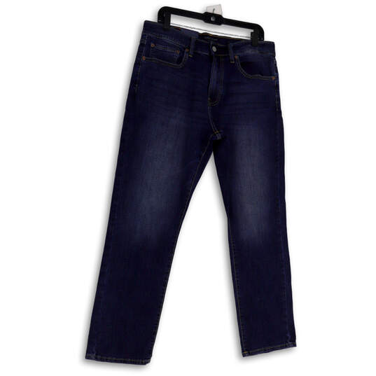 Womens Blue Denim Dark Wash Stretch Pockets Straight Leg Jeans Size 34x30 image number 1