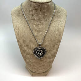 Designer Brighton Silver-Tone Rhinestone Heart Shape Pendant Necklace