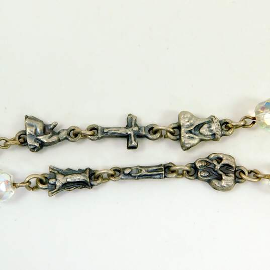 Vintage Silver Tone & Aurora Borealis Rosary Prayer Beads 99.8g image number 6