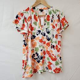 Ann Taylor Factory Polyester Floral Short Sleeves Shirt Women's SM