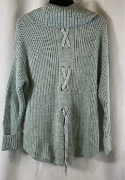 NWT American Rag Cie Womens Green Mock Neck Lace Up Pullover Sweater Size M