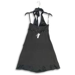 NWT White House Black Market Womens Black Beaded Halter Neck A-Line Dress 4 alternative image