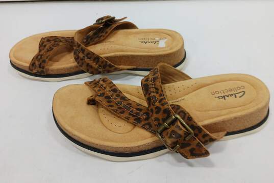 Clarks Animal Print Cushion Sandals Size 9 image number 3